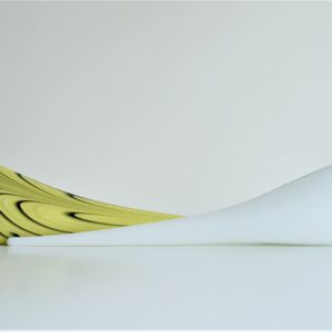 Paire de tourterelles d'Istanbul jaune et blanche en verre par l'artiste Meral Deger