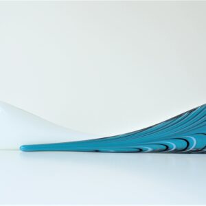 Paire de tourterelles d'Istanbul blanche et turquoise en verre par Meral Deger