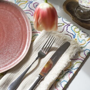 Set de table arc en ciel et la serviette vintage fait-main